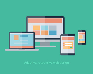 responsive web design on devices notebook monitor vector