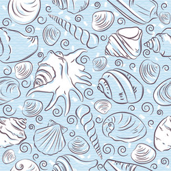 seamless patterns with summer symbols shellfish vector