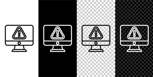 set line computer monitor with exclamation mark vector image