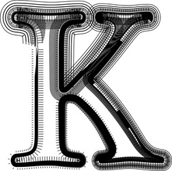 Colorful grunge font letter k Royalty Free Vector Image