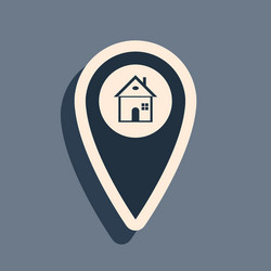 Black map pointer with house icon isolated on grey vector