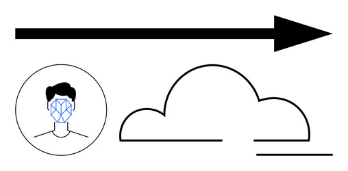facial recognition technology with cloud data vector image