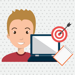 man with computer isolated icon design vector image