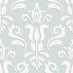 seamless oriental pattern with 3d elements vector image