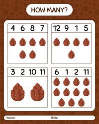 how many counting game with pine cone worksheet vector image