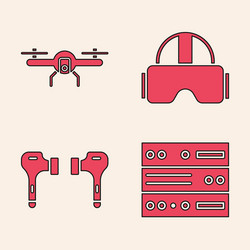 set server data web hosting drone flying vector image
