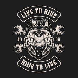 Vintage Bear Rider Emblem Vector Image