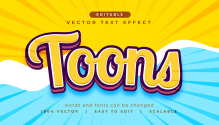 3d toon text effect lettering in comic style vector image