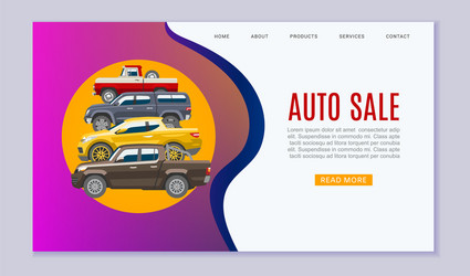 auto sale landing page for car center showroom vector