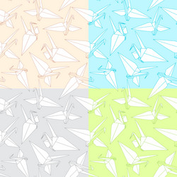 different patterns with origami paper cranes vector image