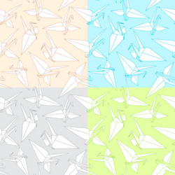 different patterns with origami paper cranes vector