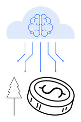 digital cloud computing artificial intelligence vector image