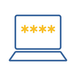laptop with password notification and lock icon vector image