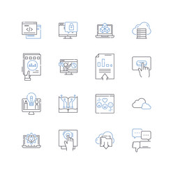 mobile applications line icons collection vector image