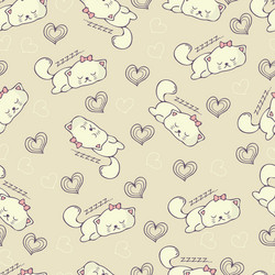 Seamless pattern with sleeping kitten vector