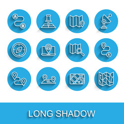 set line route location gps device with map vector image