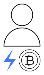 abstract person with bitcoin symbol and lightning vector image