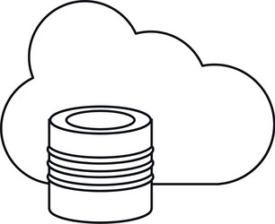 Cloud data base technology thin line vector