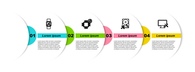 set line smartwatch service processor hard disk vector image