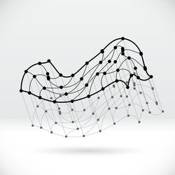 abstract 3d wireframe shape with connected vector image