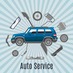 auto service and car spares top view vector