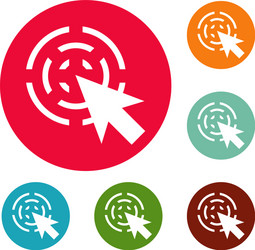 cursor interactive icons circle set vector image