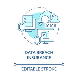 Data breach insurance turquoise concept icon vector