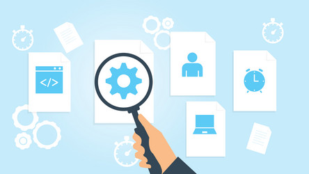 document with search icons file and magnifying vector image