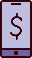 isolated coin inside computer line and fill style vector image