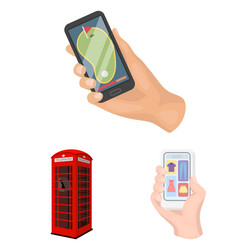 isolated object of phone and screen icon set vector image