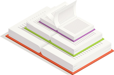 open book with turning pages lying on two closed vector image