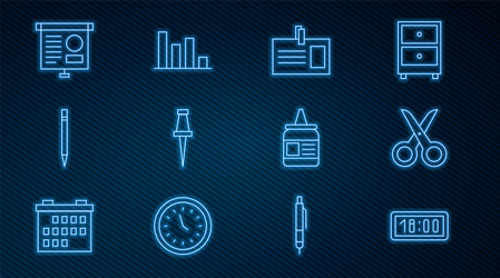 set line digital alarm clock scissors vector image