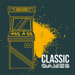 Classic arcade game machine rendering Royalty Free Vector