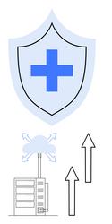 cloud security with data backup indicated vector image