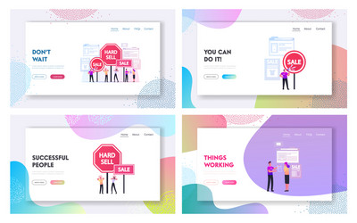 Hard sell landing page template set promoter use vector