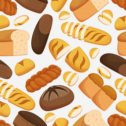 seamless pattern with different bread bakery vector