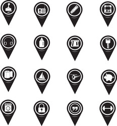 set of map pointer icons for website vector image