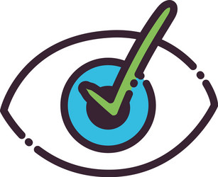 check mark on eye line and fill style icon vector image
