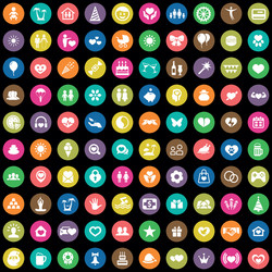 happiness 100 icons universal set for web and ui vector image
