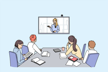 Online Business Meeting & Collaboration Vector Image