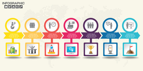 retro timeline infographic with set of icons vector image