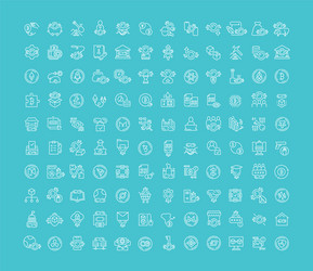 set line icons blockchain and cryptocurrency vector image