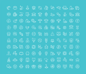 set line icons blockchain and cryptocurrency vector