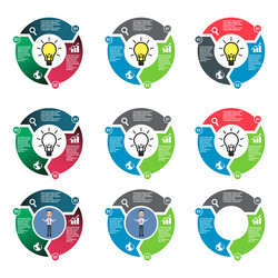 set of chart infographic business template icon vector image