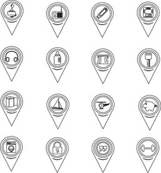 set of map pointer icons for website vector image
