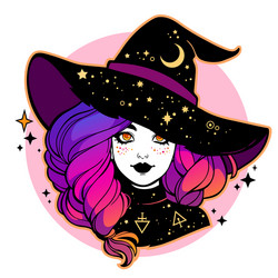 Iridescent Witch Portrait Vector Image