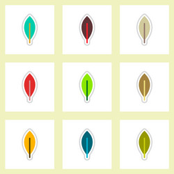 set of labels with shadow leafs icon design vector image