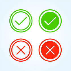 set of round correct and incorrect checkmark icon vector image