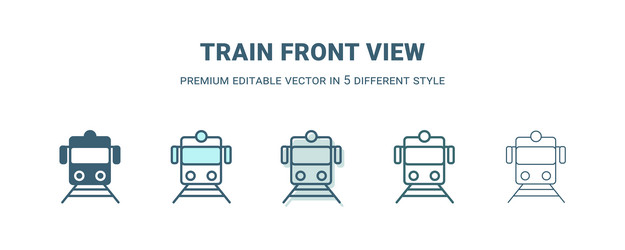 Train front view icon in 5 different style vector