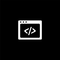 web page code icon on black background flat vector image